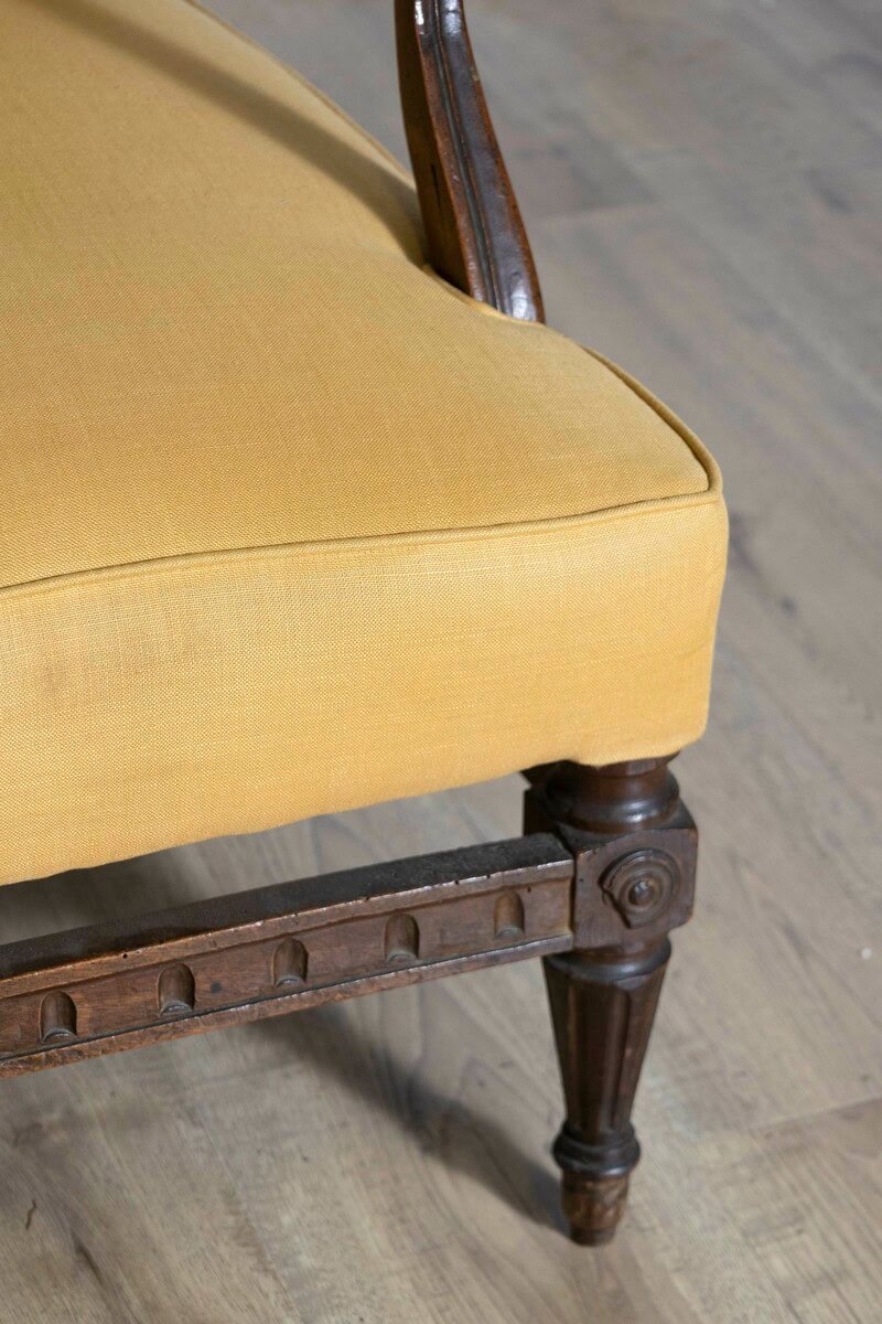 18th Century French Transition Period Walnut Armchair with Scrolling Arms - JAA