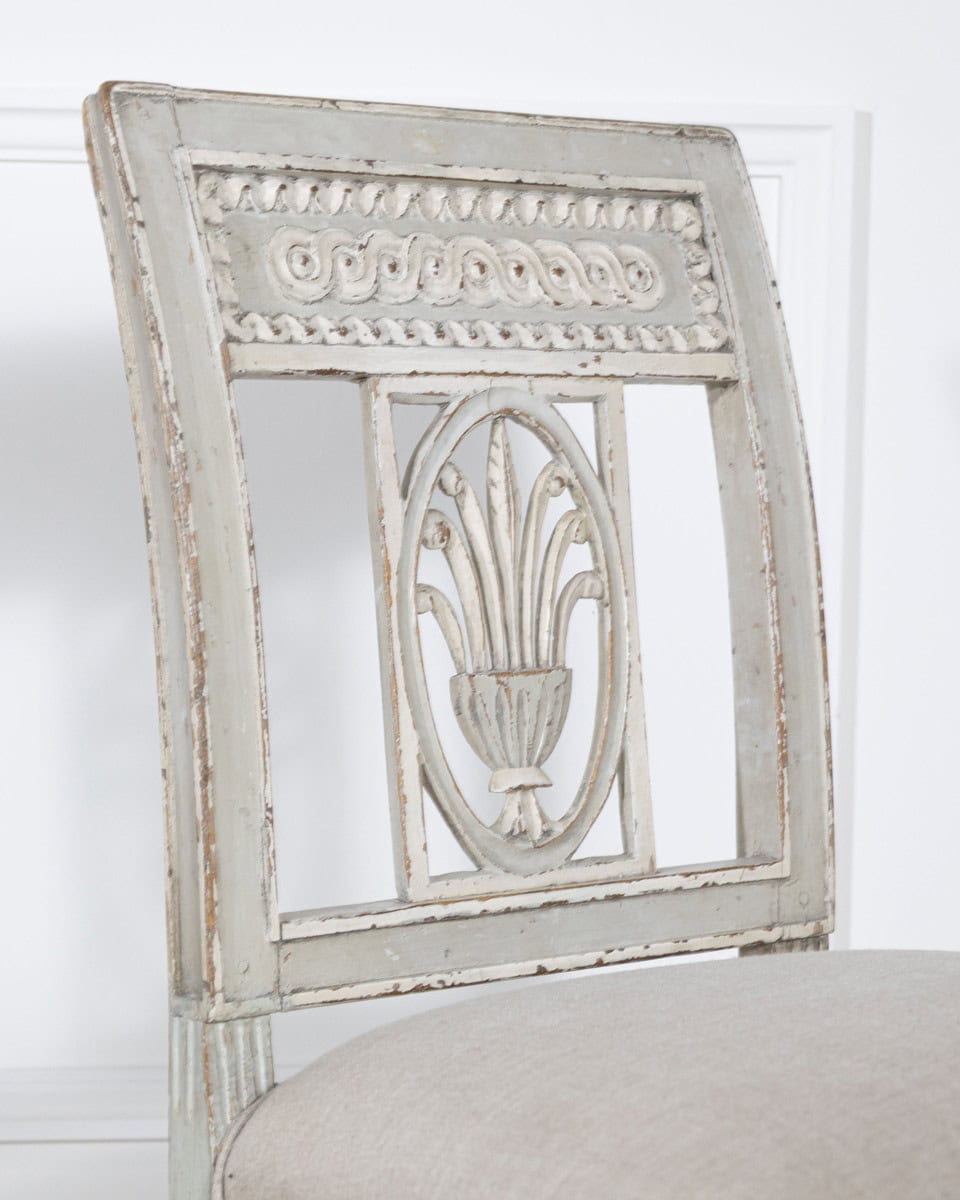 Set of Six 19th Century Directoire Style Carved Wood Chairs - JAA