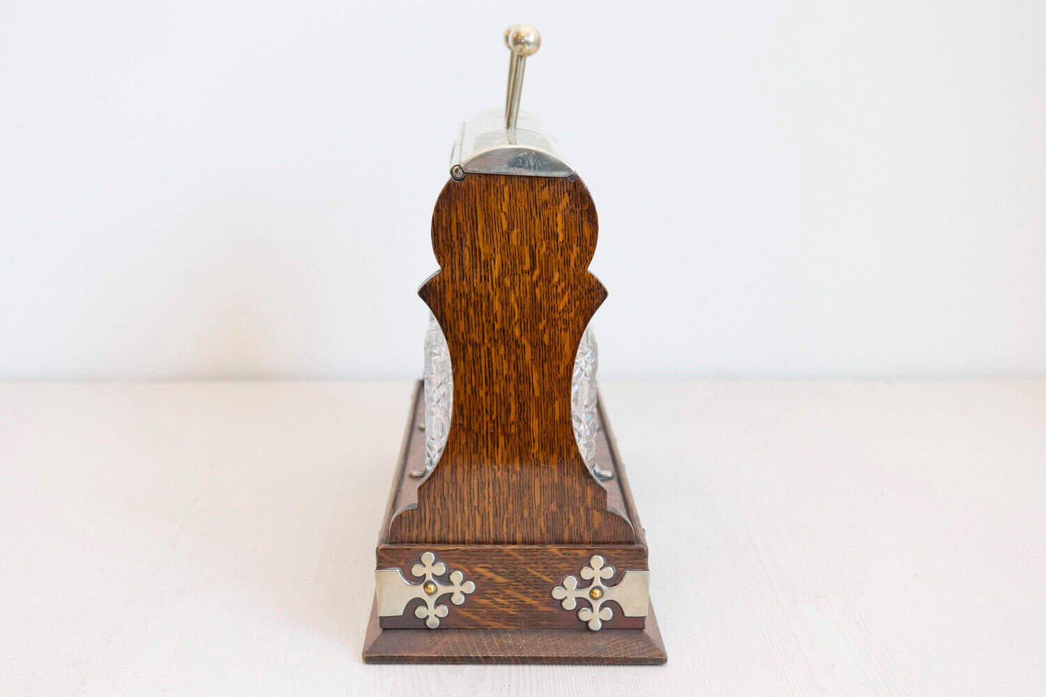 English 19th Century Victorian Locking Tantalus with Three Cut Glass Decanters - JAA