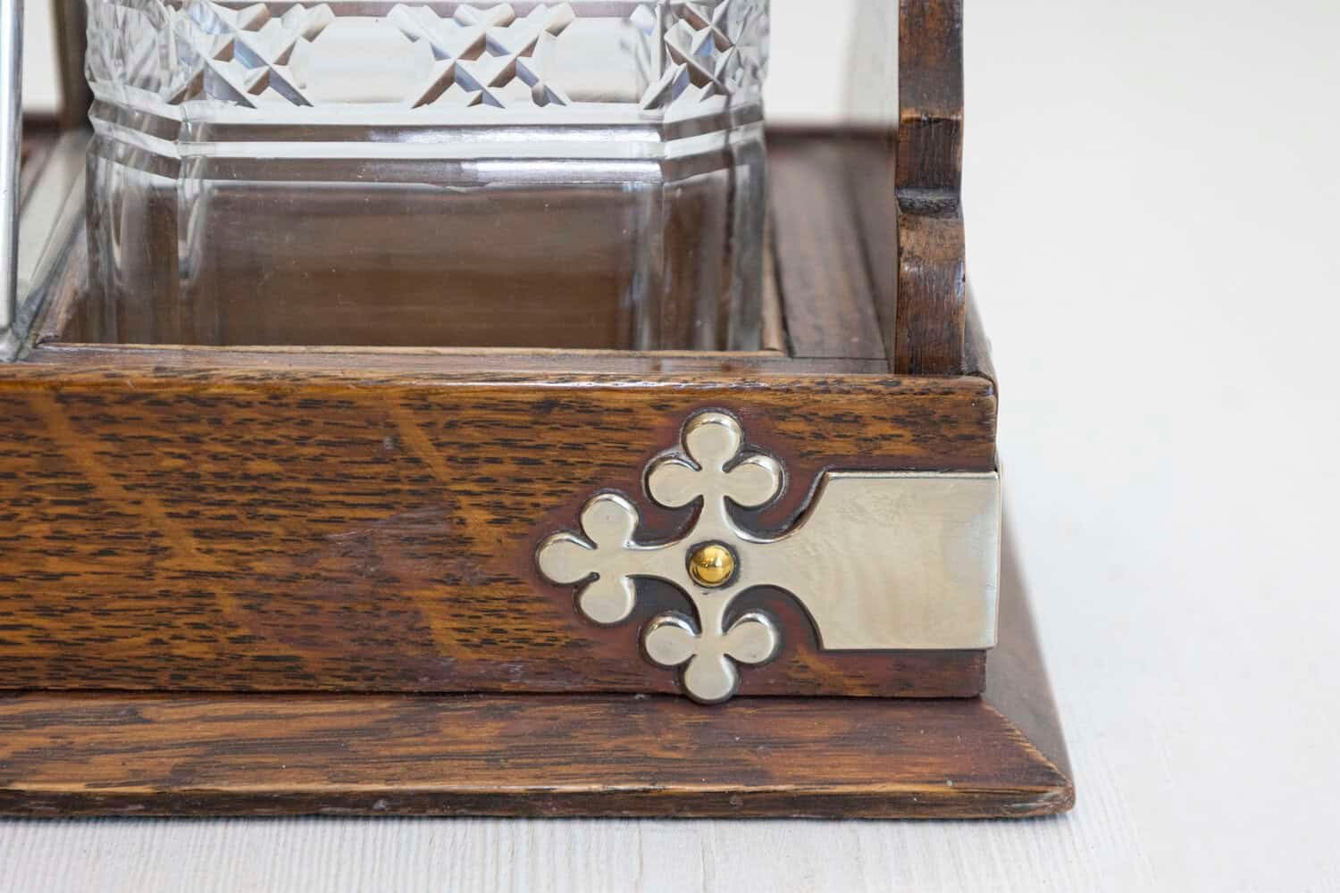 English 19th Century Victorian Locking Tantalus with Three Cut Glass Decanters - JAA