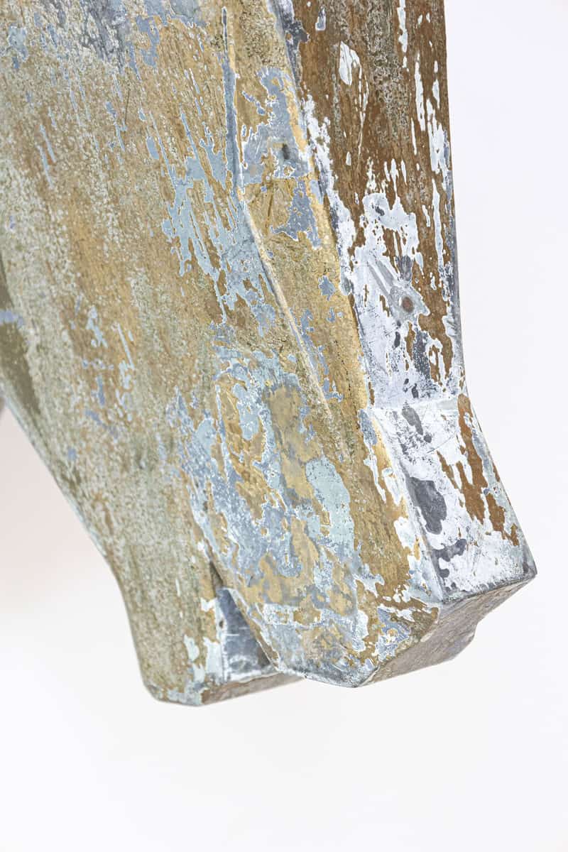 French 1890s Gilded Zinc Horse Head Sculpture with Angular Traits and Patina - JAA