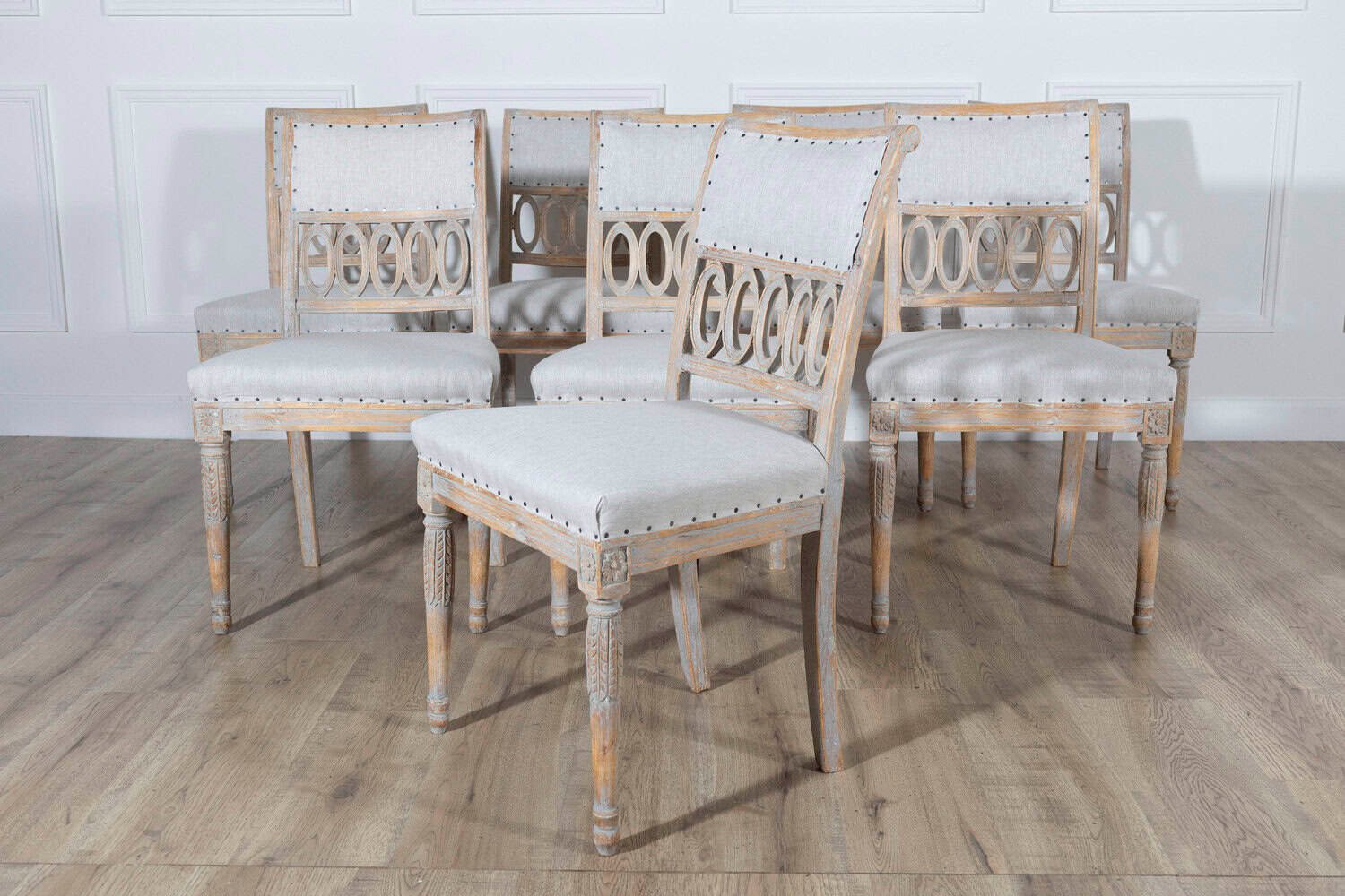 ON HOLD - Rare Set of 8 Gustavian Period Side Chairs, Lindome, circa 1800 - JAA