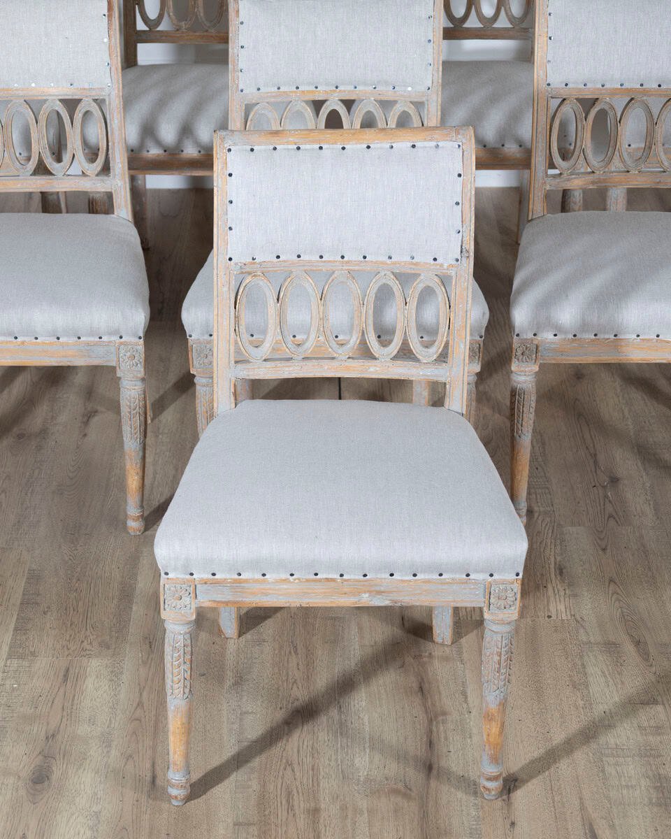 ON HOLD - Rare Set of 8 Gustavian Period Side Chairs, Lindome, circa 1800 - JAA