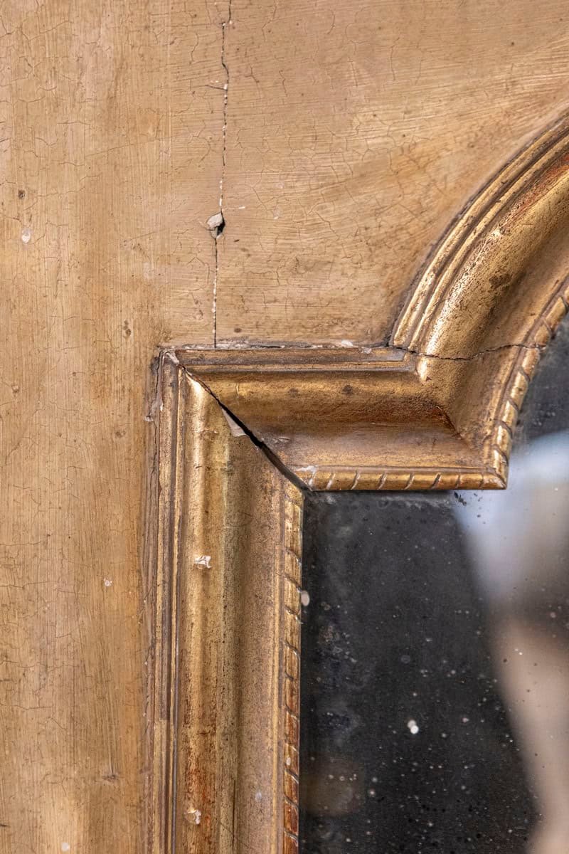 French 1790s Painted Trumeau Mirror with Original Oil on Canvas Floral Painting - JAA