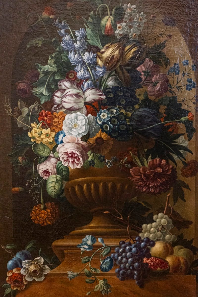 Swedish 1780s Floral Painting in the Manner of Paulus Theodorus van Brussel - JAA