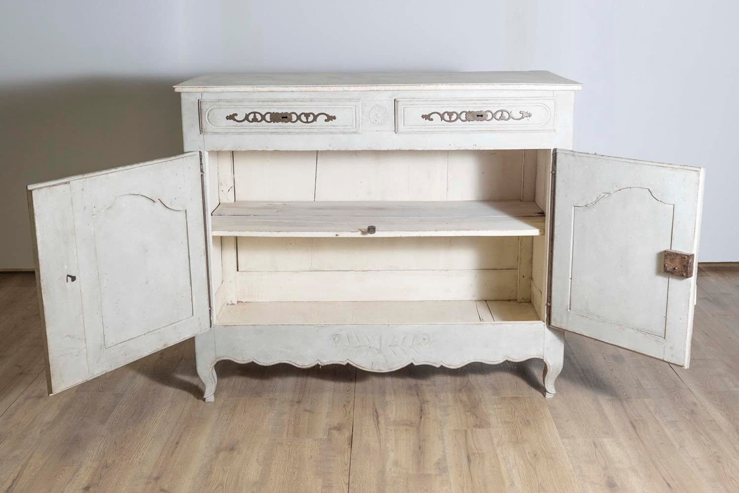 Mid 18th Century French Louis XV Period Painted Buffet with Drawers and Doors - JAA