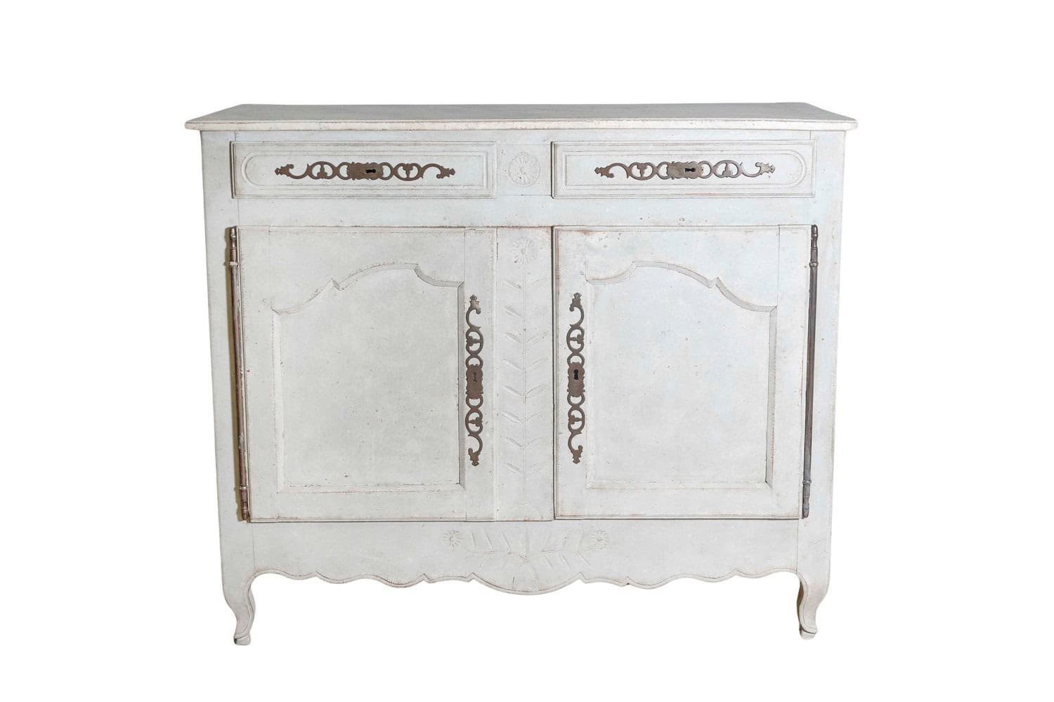 Mid 18th Century French Louis XV Period Painted Buffet with Drawers and Doors