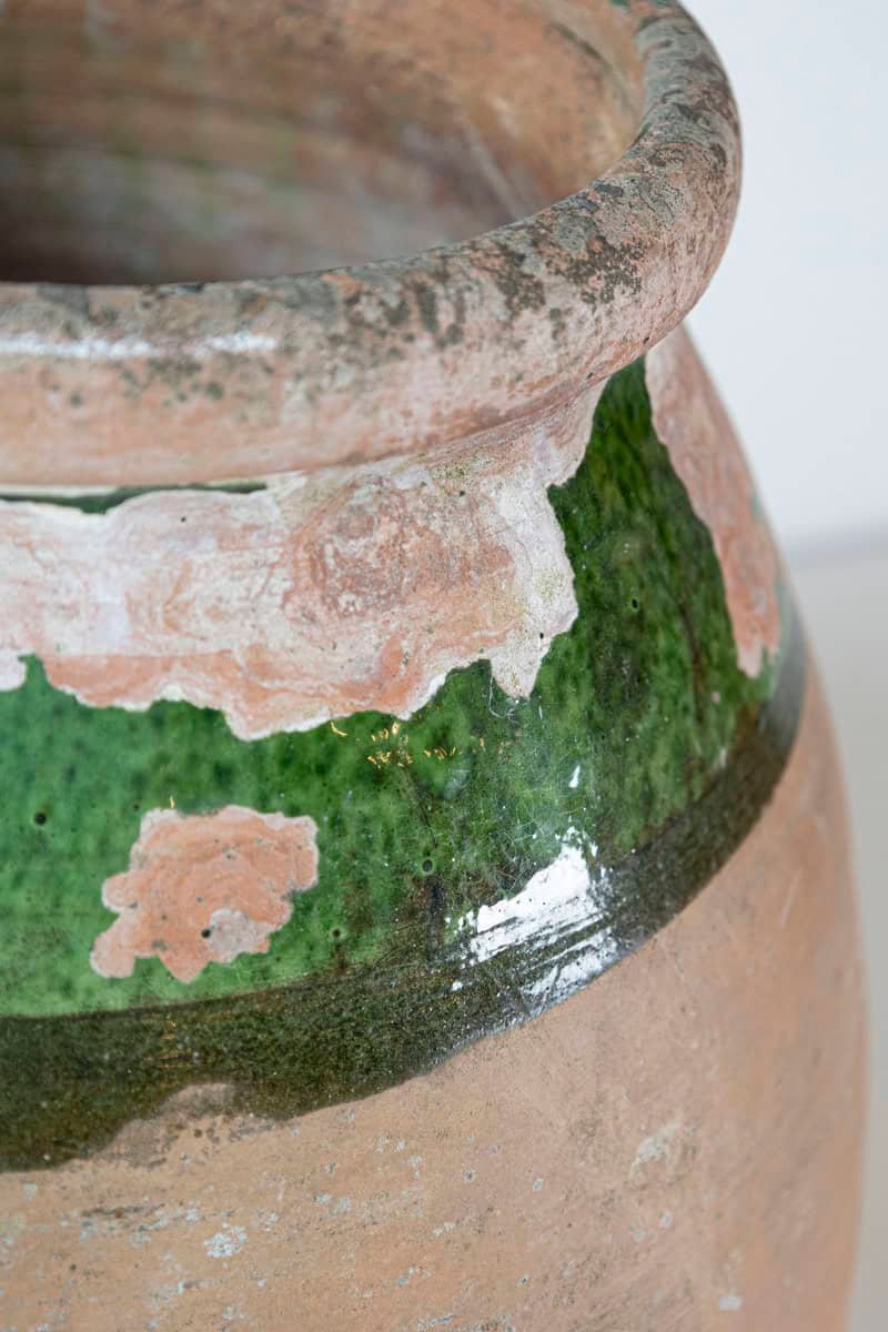 French Provincial Biot Jar with Green Glaze and Rustic Character, 20th Century - JAA