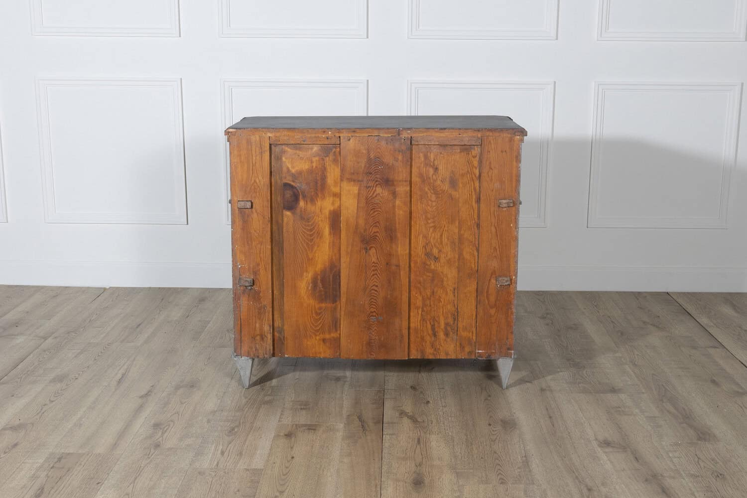 Gustavian Style Pine Chest of Drawers in Dark Grey with Marbleized Top - JAA