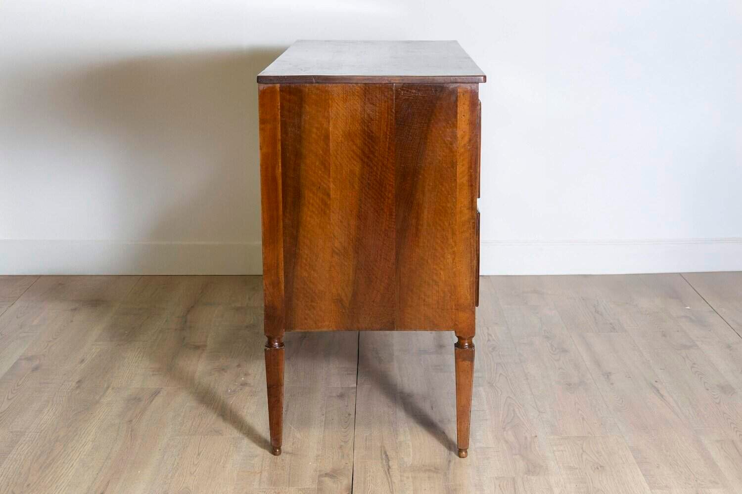 18th Century Italian Walnut Two Drawer Commode with Tapered Legs - JAA