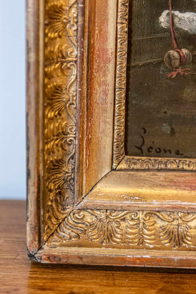 French 1890s Oil on Canvas Painting Featuring Playing Kittens in Giltwood Frame - JAA