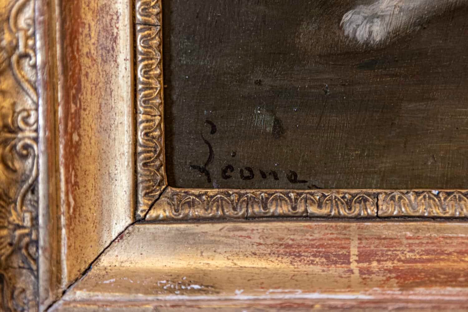 French 1890s Oil on Canvas Painting Featuring Playing Kittens in Giltwood Frame - JAA