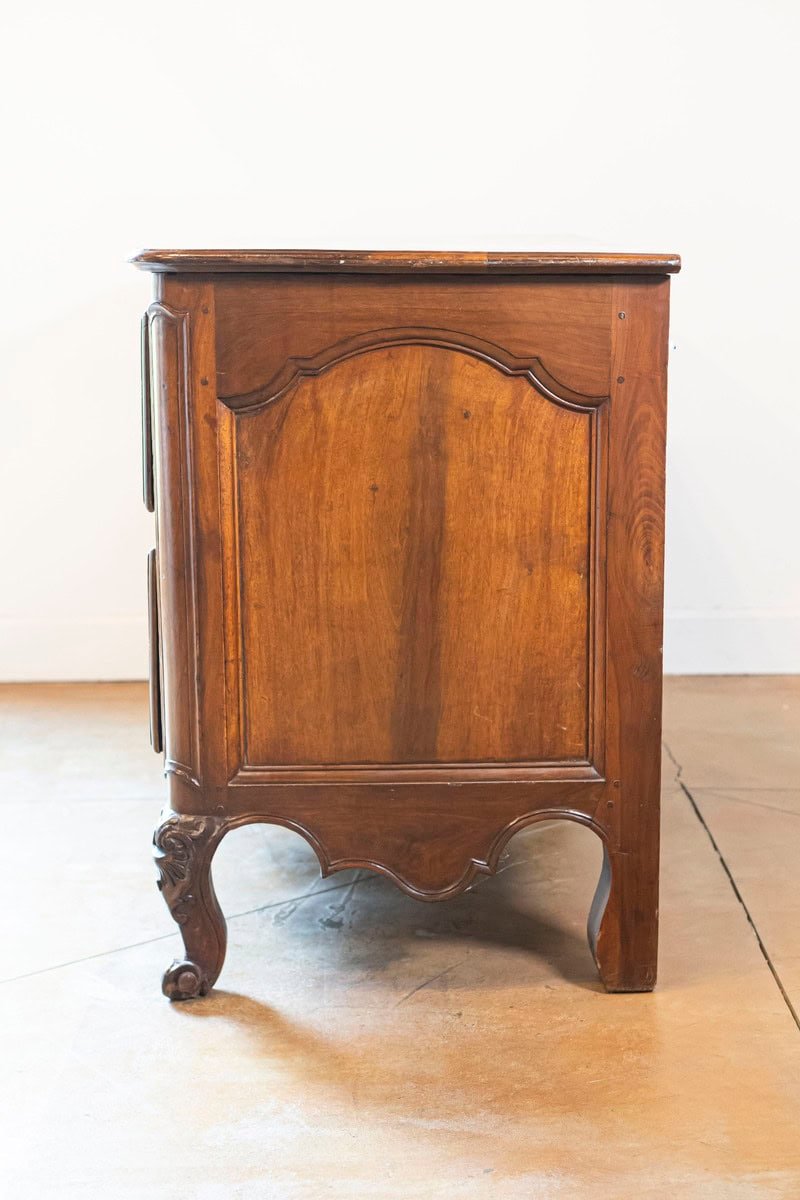 French 1740s Louis XV Two-Drawer Commode with Carved Apron and Cabriole Legs - JAA