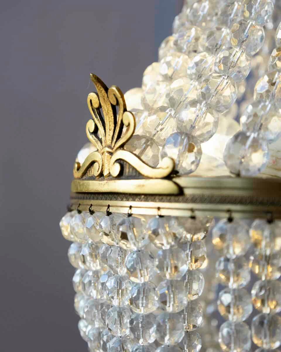 French Napoléon III 1850s Montgolfière Crystal and Brass Two-Light Chandelier - JAA