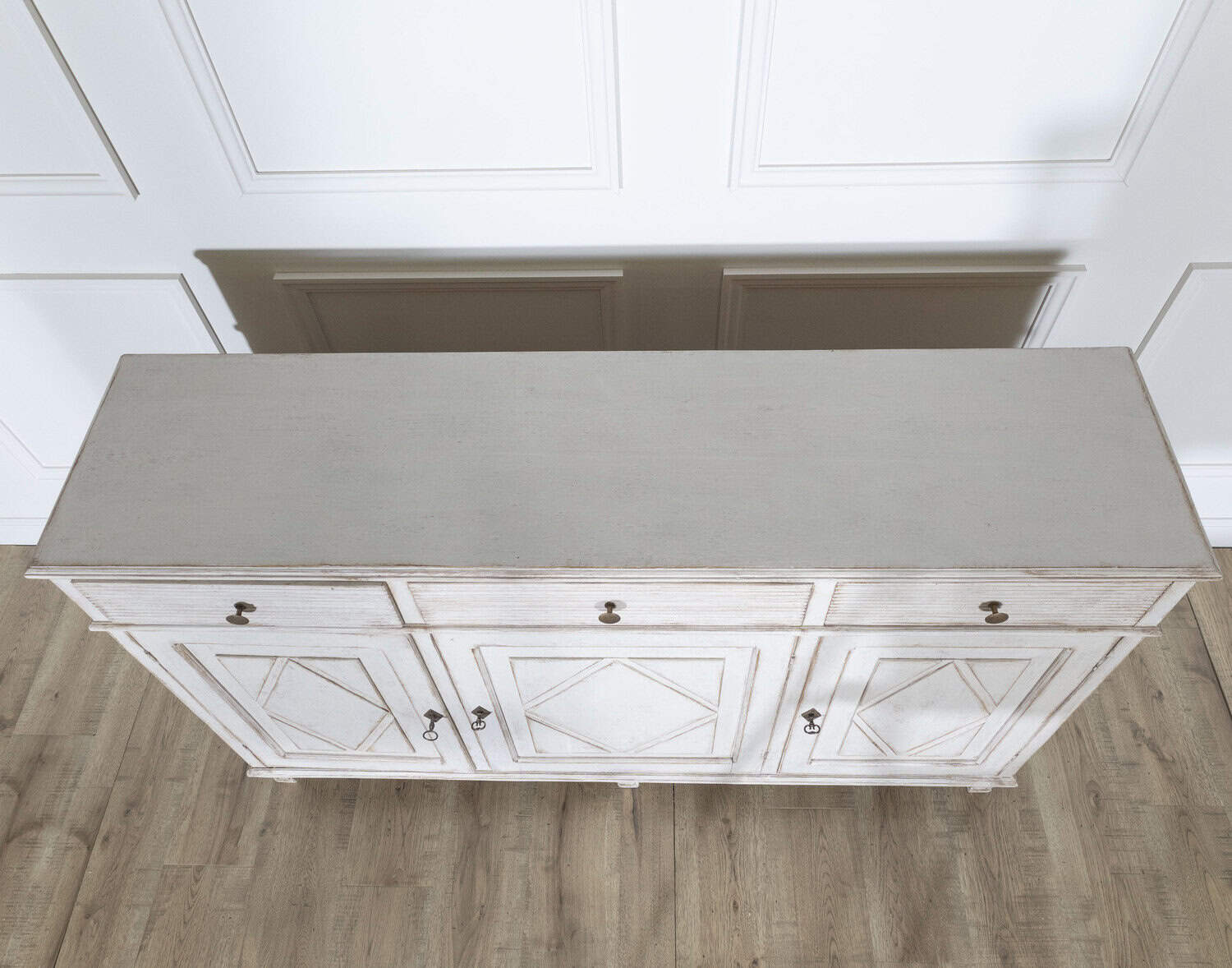 19th Century Swedish Painted Sideboard in Pine with Diamond Panel Doors - JAA