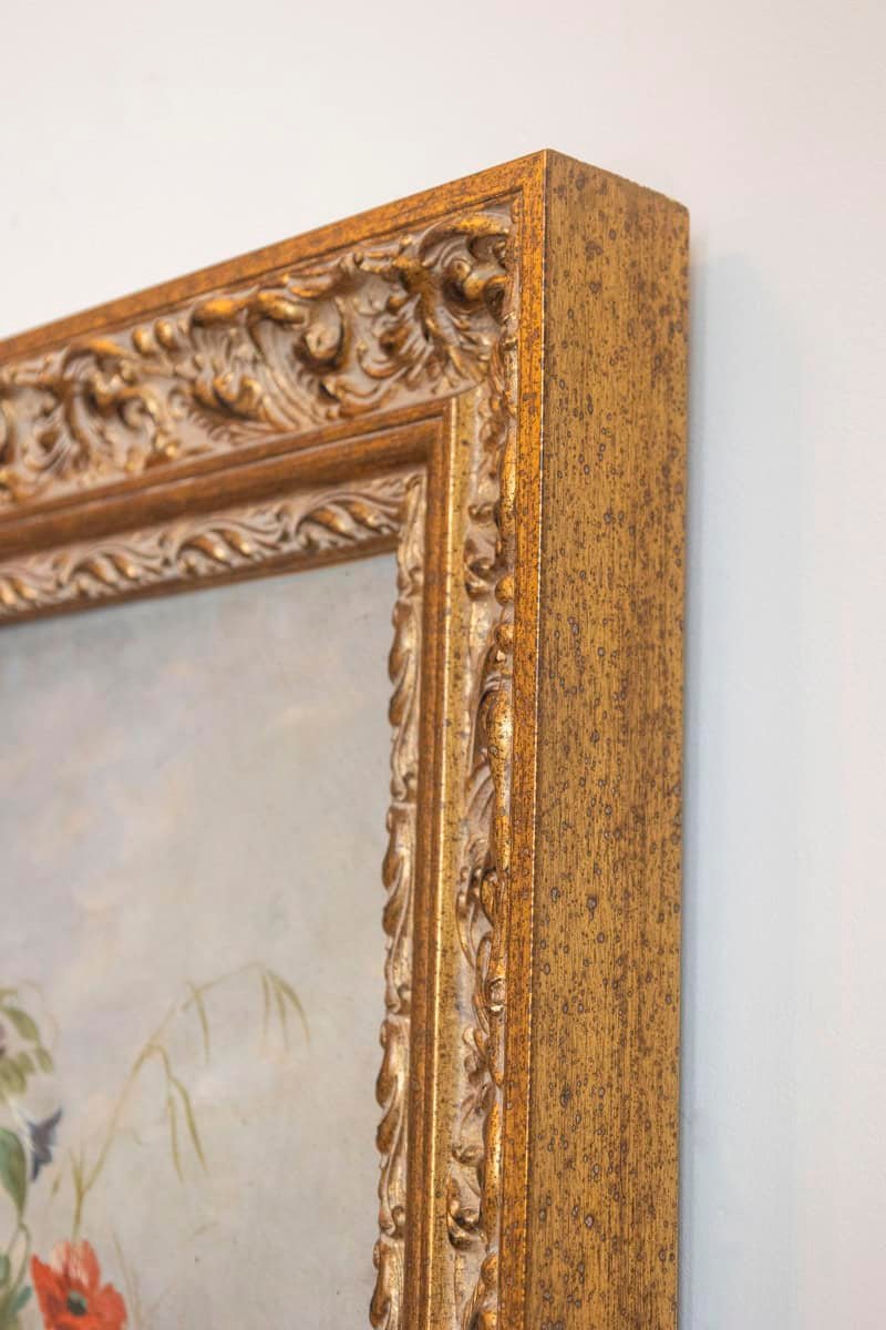 French 19th Century Oil on Canvas Floral Painting circa 1830 in Gilt Frame - JAA