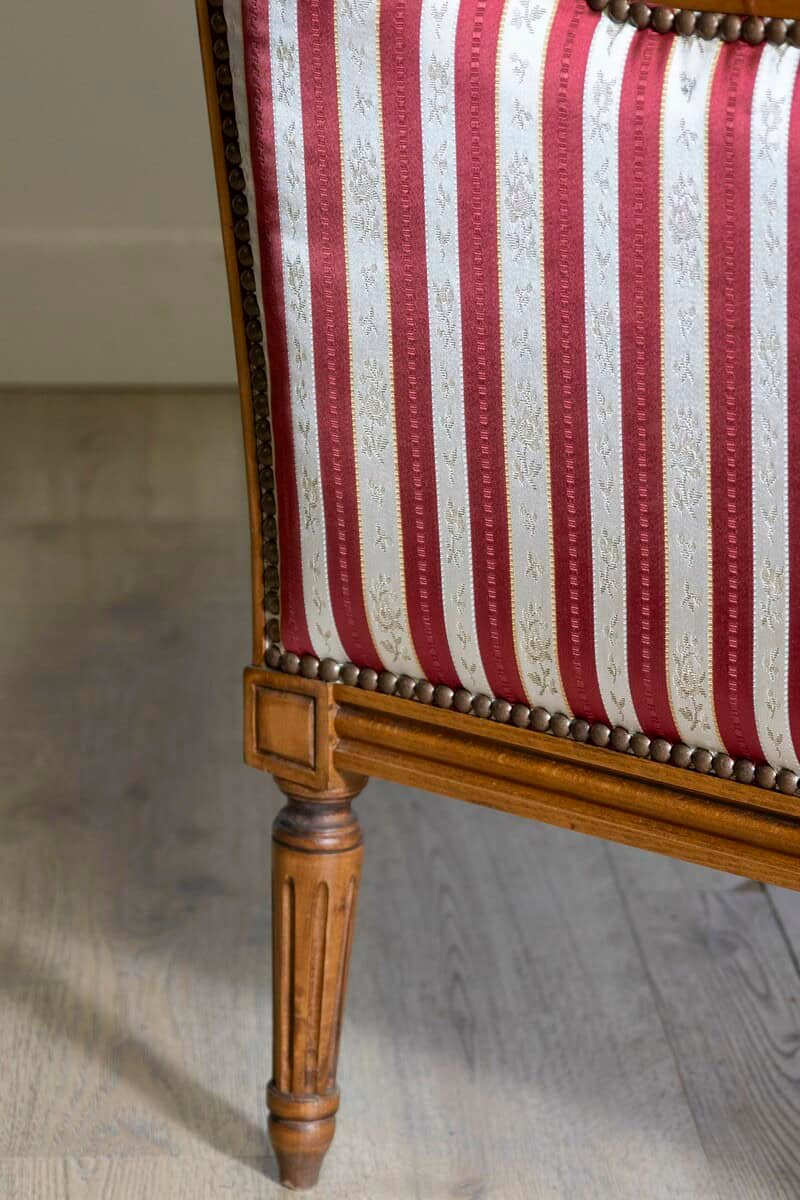 French Louis XVI Style Walnut Bergères à Oreilles with Fluted Legs, a Pair - JAA