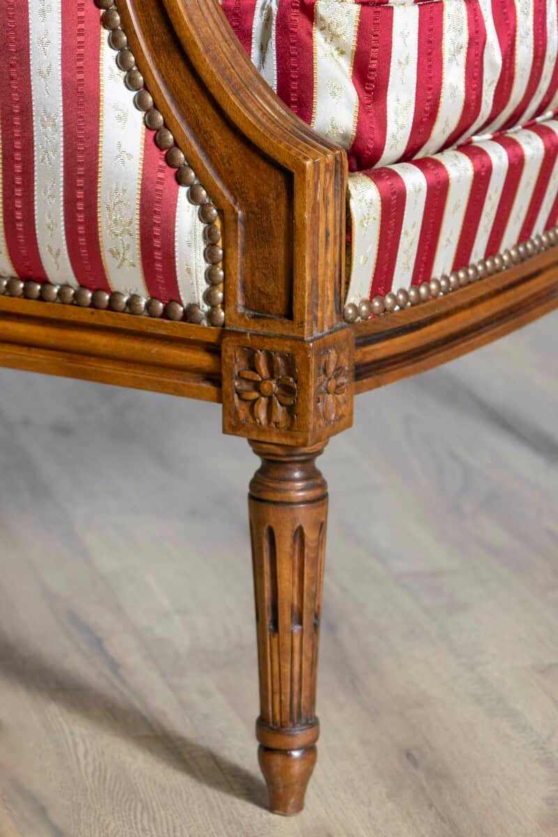 French Louis XVI Style Walnut Bergères à Oreilles with Fluted Legs, a Pair - JAA