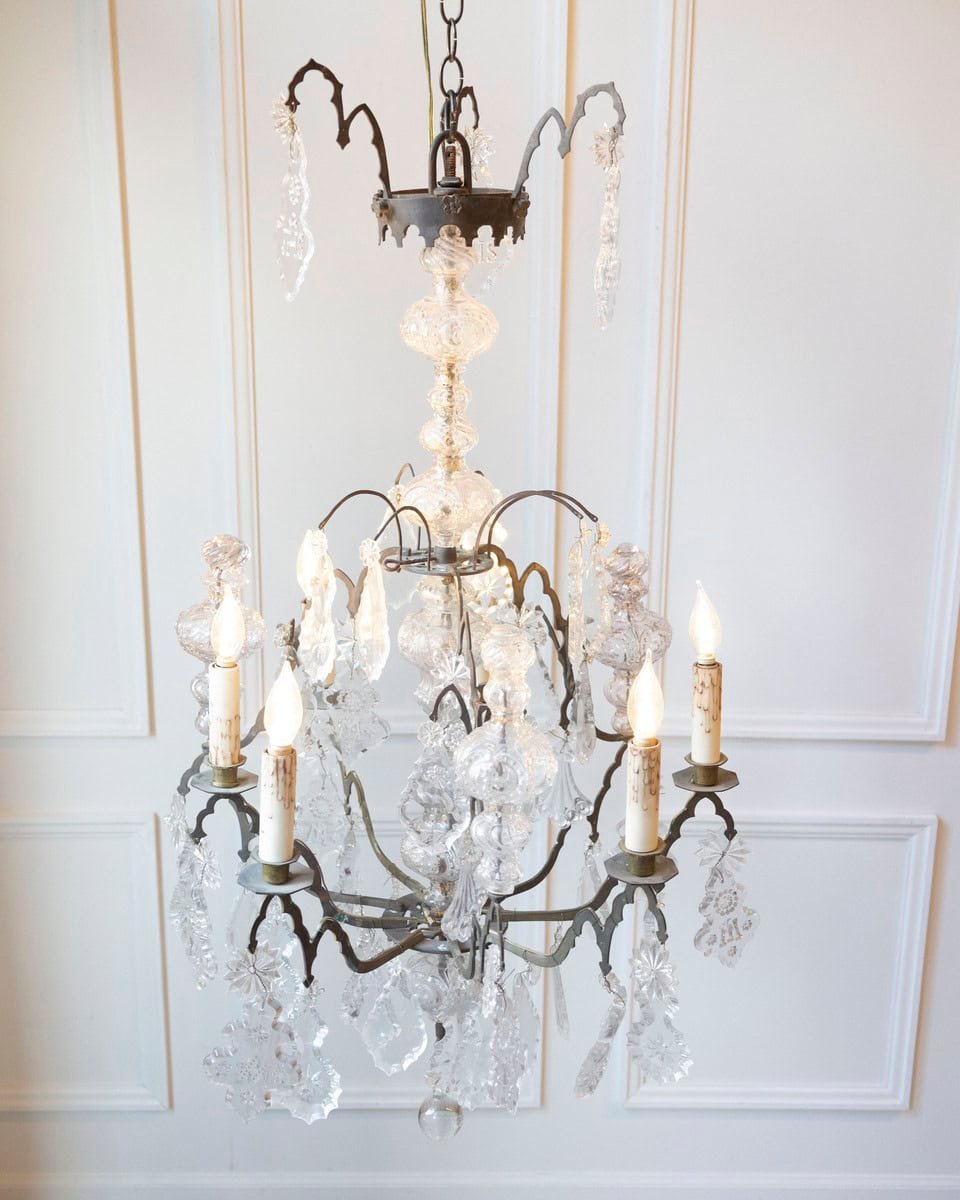 40% OFF. French Baroque Revival Six-Light Crystal Chandelier from a Church, circa 1860 - JAA