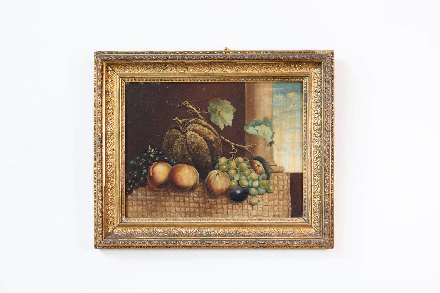 Italian 19th Century Oil on Canvas Still Life Painting Depicting Fruits - JAA
