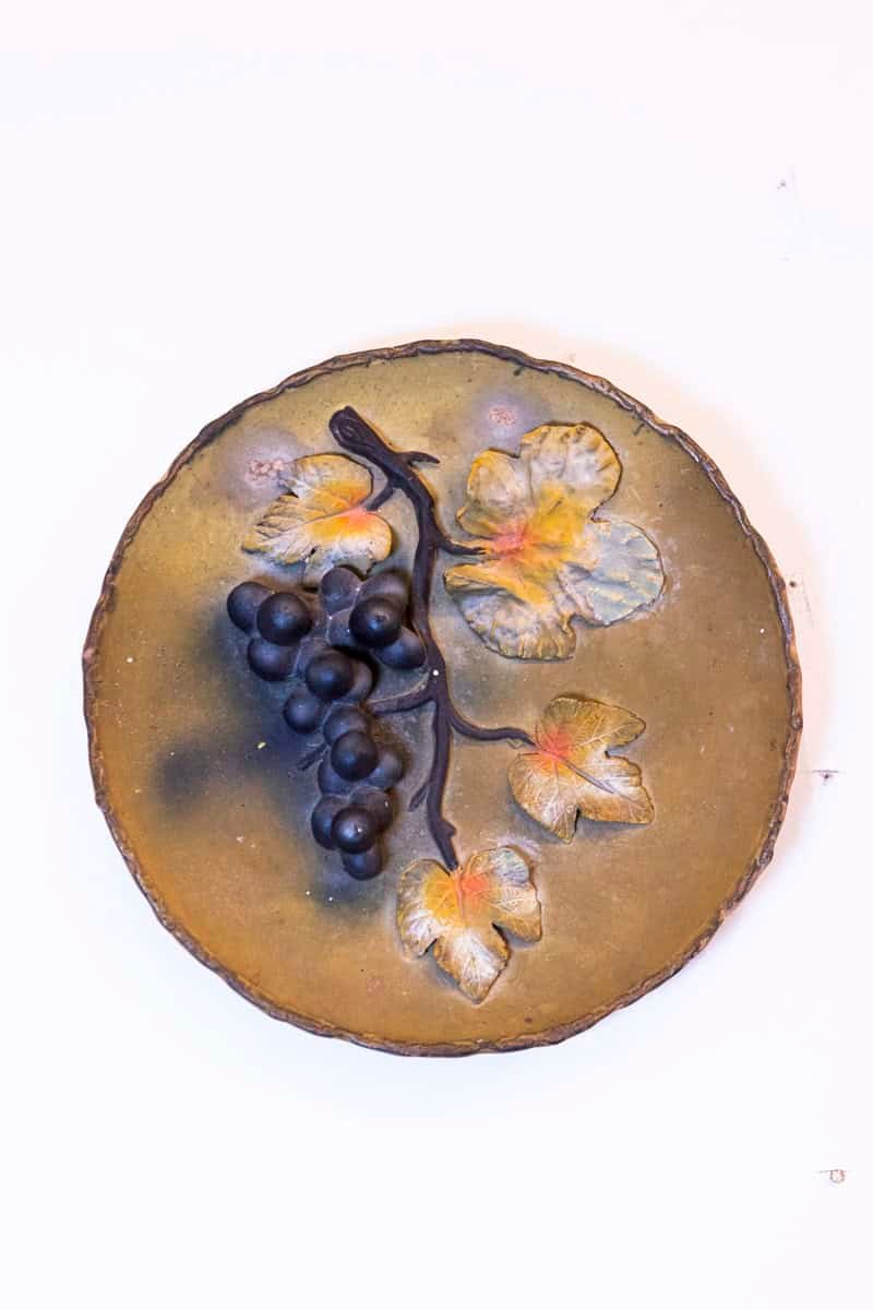Australian Terracotta Grape and Leaves Plate c.1890. - JAA