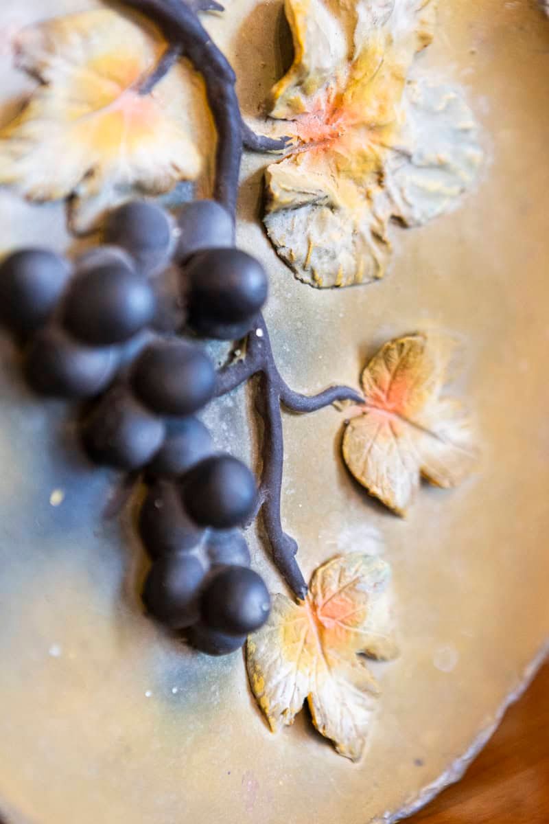 Australian Terracotta Grape and Leaves Plate c.1890. - JAA