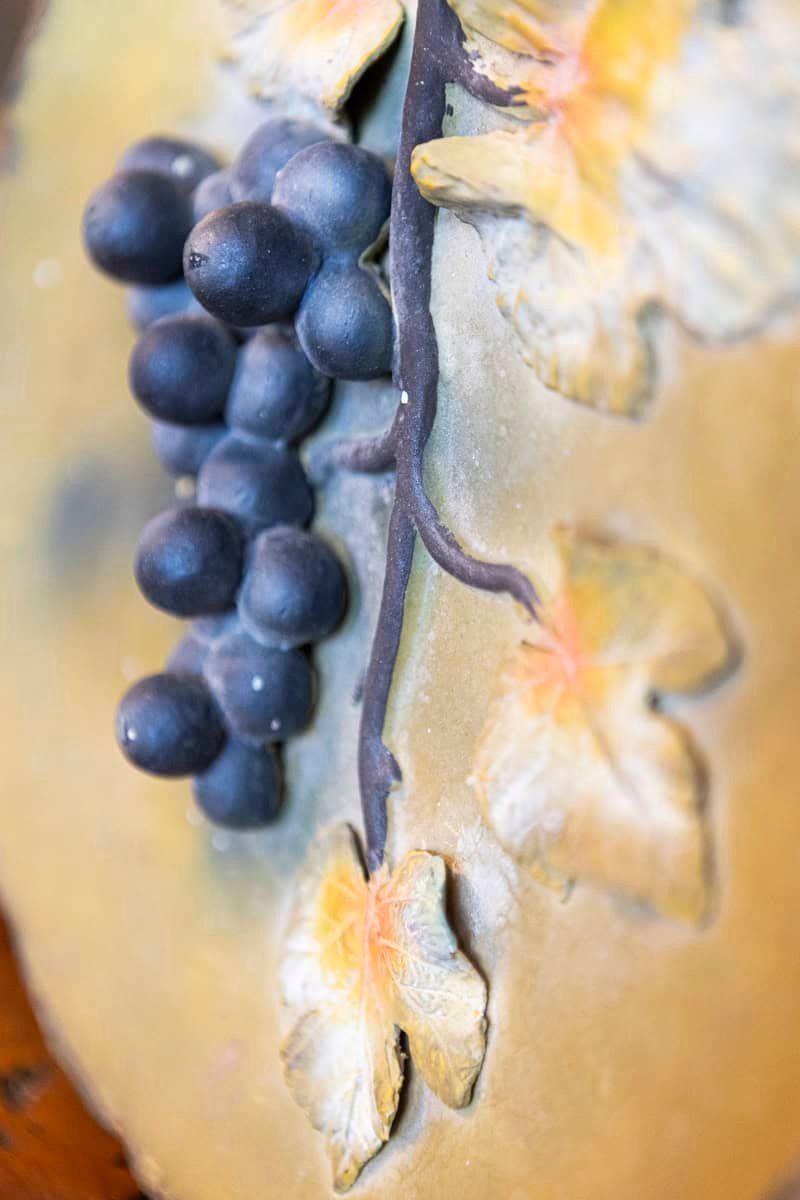 Australian Terracotta Grape and Leaves Plate c.1890. - JAA