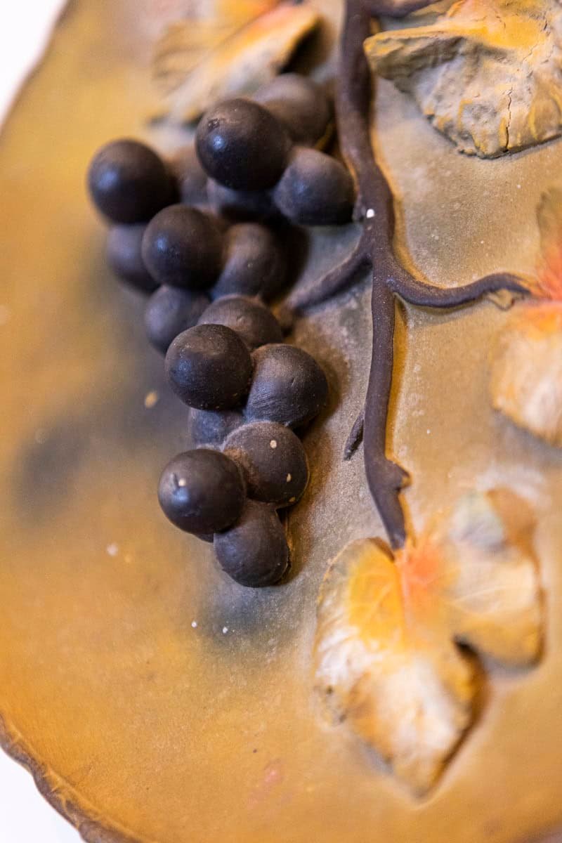 Australian Terracotta Grape and Leaves Plate c.1890. - JAA