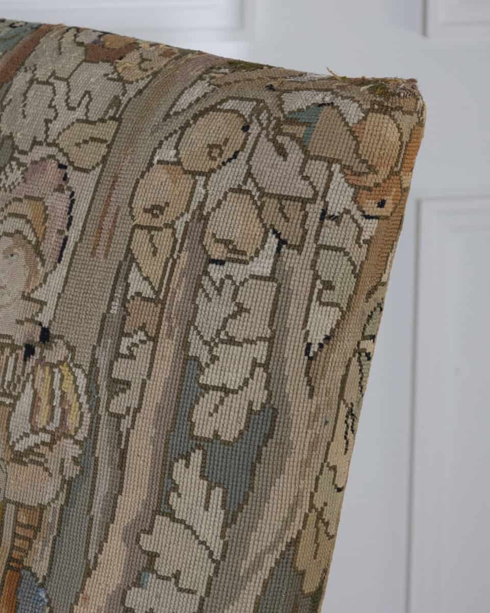 17th-Century French Baroque Walnut Spool Armchair with Petit Point Tapestry - JAA