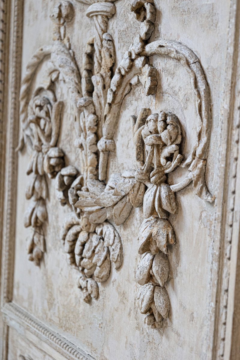 French Louis XVI Period 1790s Painted Wood Trumeau Mirror with Scrollwork Motifs - JAA