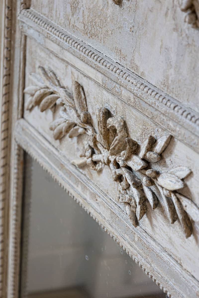 French Louis XVI Period 1790s Painted Wood Trumeau Mirror with Scrollwork Motifs - JAA