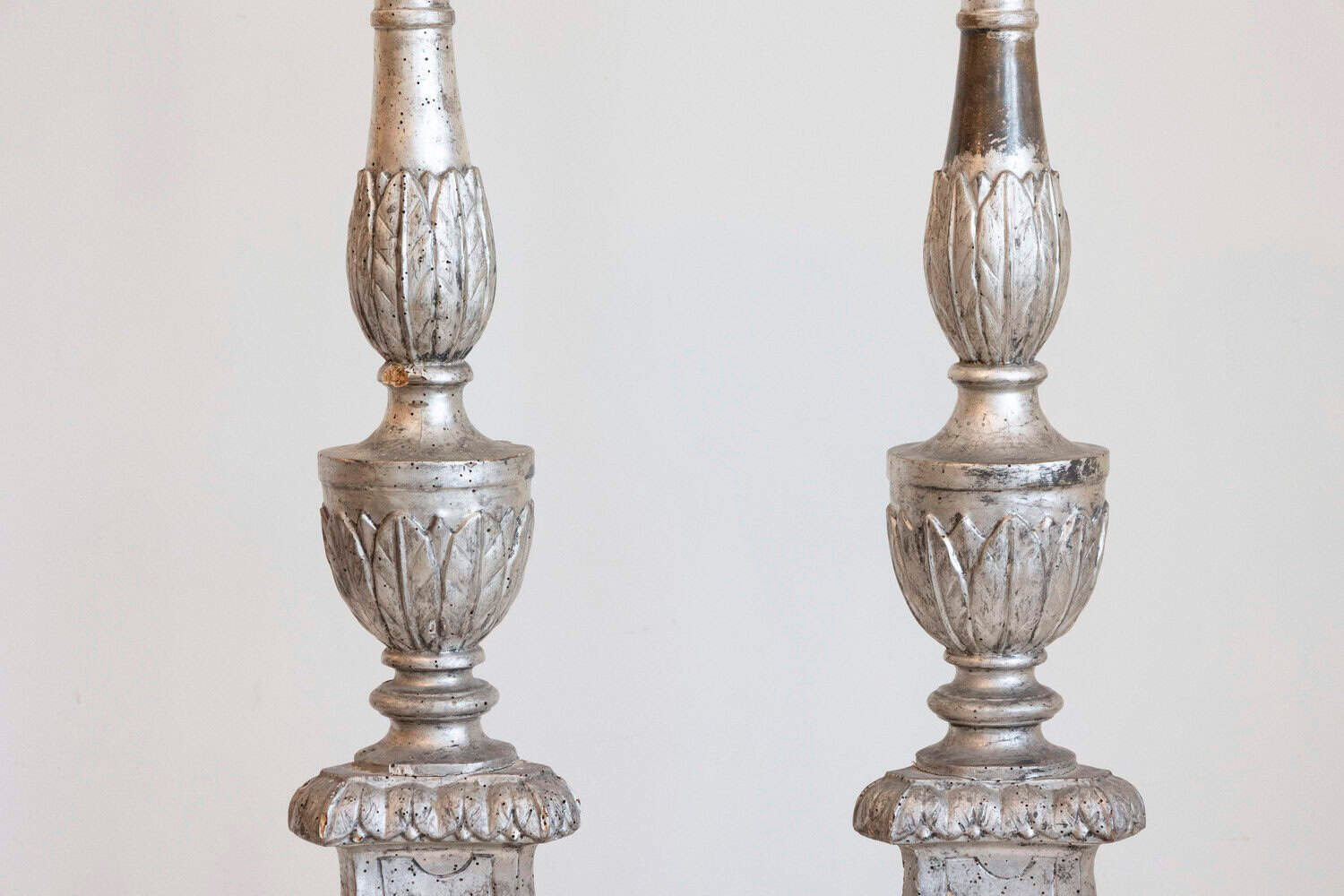 40% OFF at Checkout. Pair of Italian 18th Century Silver Candlesticks with Gilt Star and Waterleaves - JAA