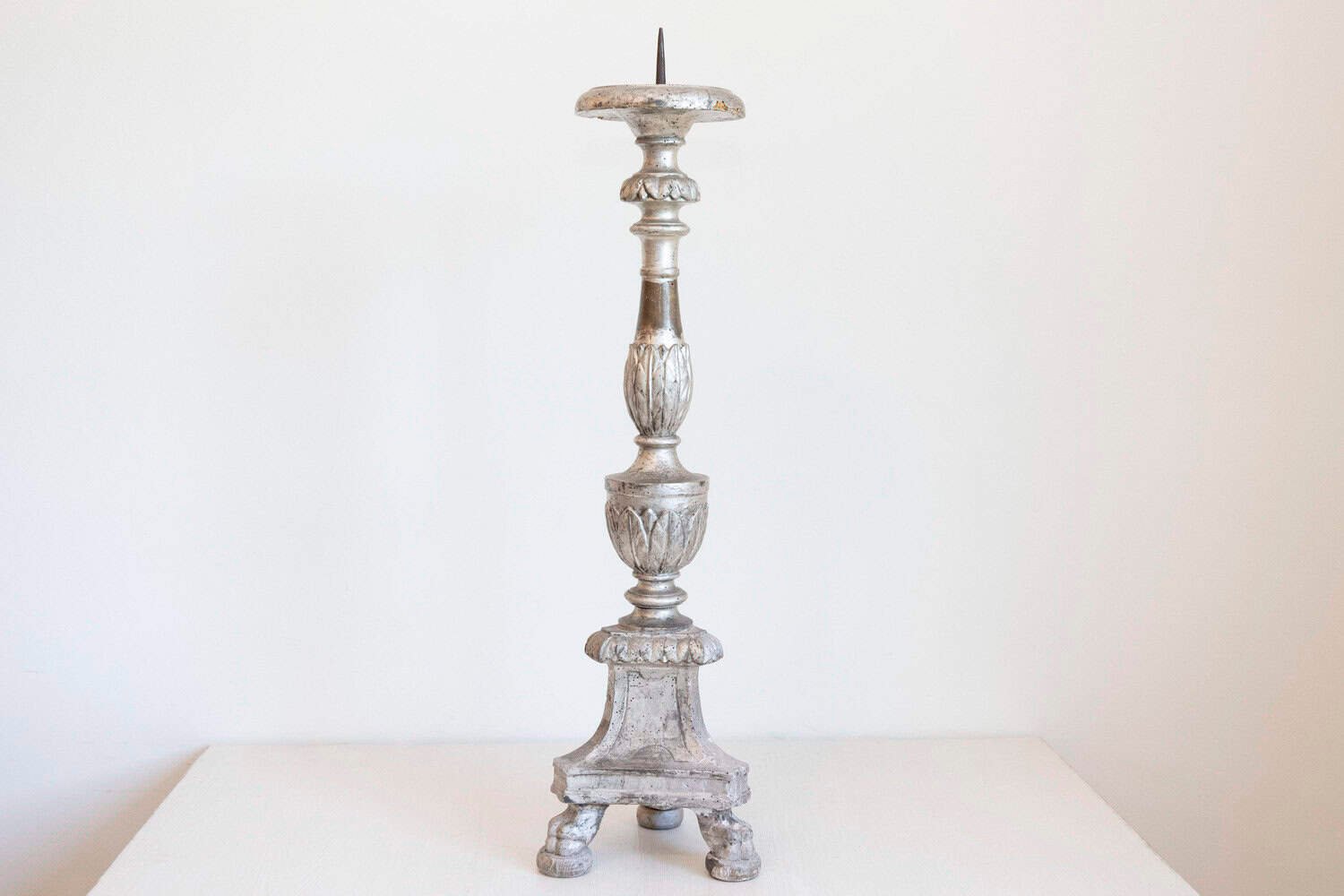 40% OFF at Checkout. Pair of Italian 18th Century Silver Candlesticks with Gilt Star and Waterleaves - JAA
