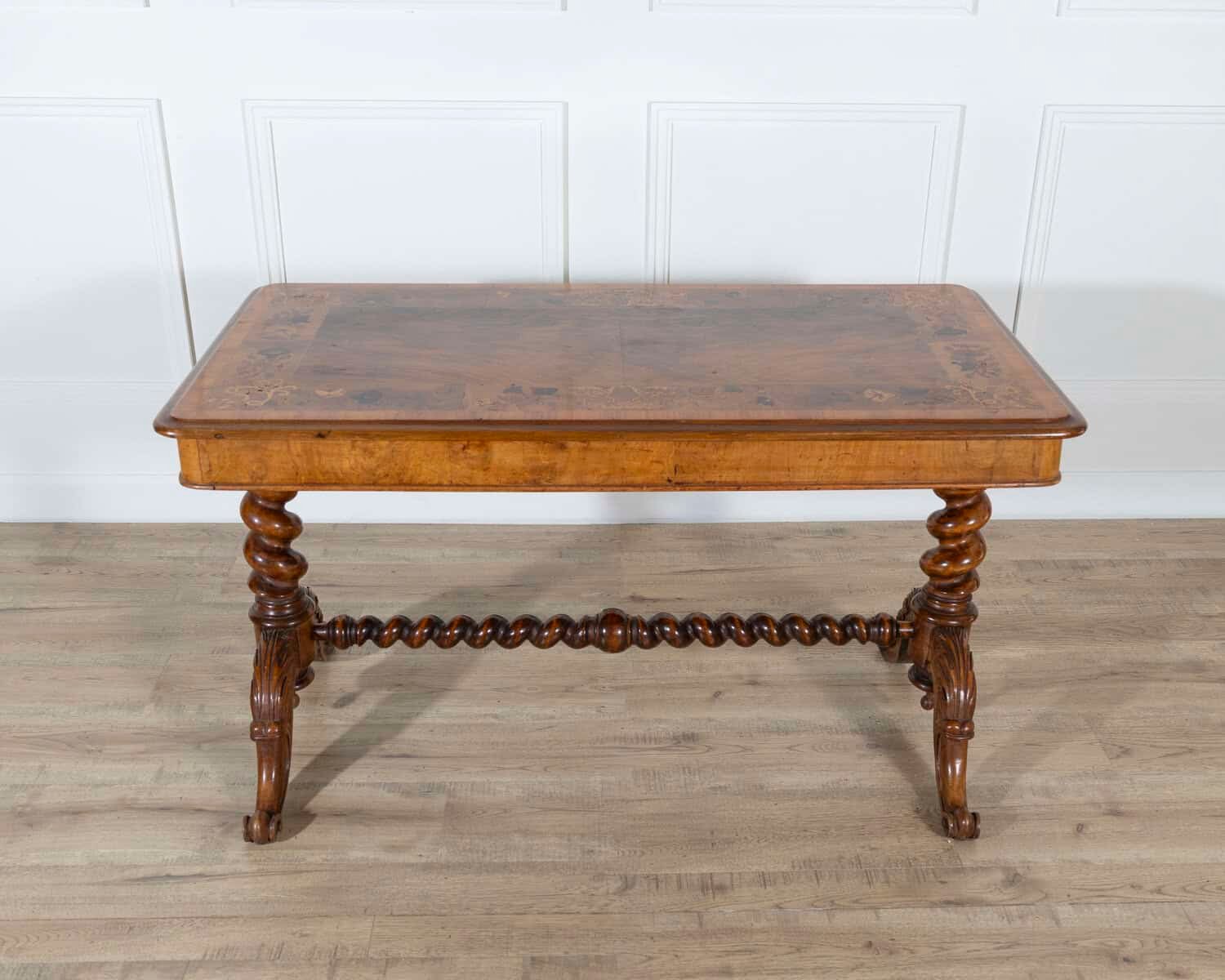 Lombardy Rectangular Table in Walnut and Precious Wood Marquetry, Italy, 19th Century - JAA