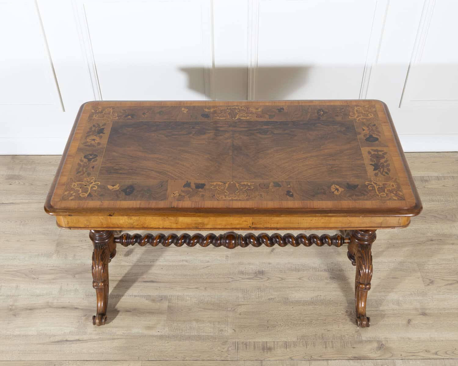 Lombardy Rectangular Table in Walnut and Precious Wood Marquetry, Italy, 19th Century - JAA