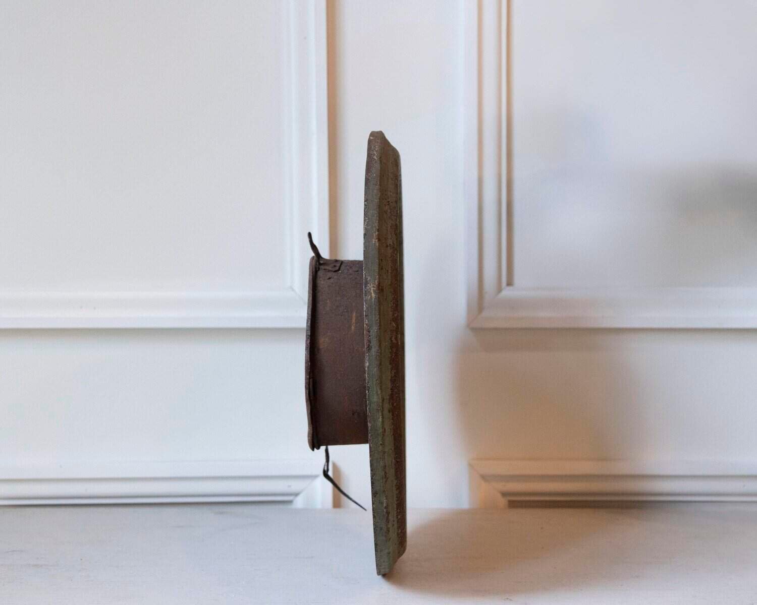 19th Century French Wall Clock with Aged Green Patina - JAA