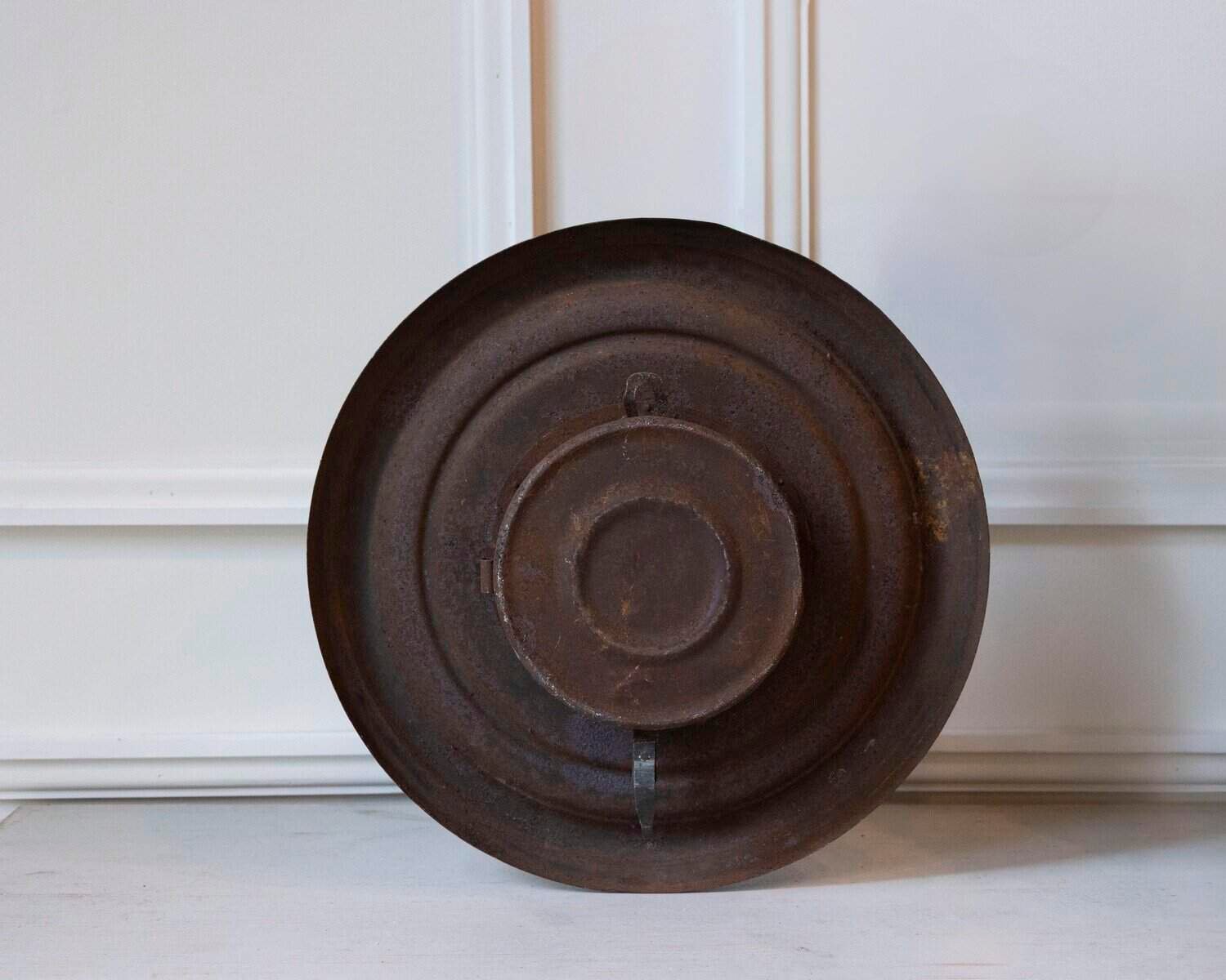 19th Century French Wall Clock with Aged Green Patina - JAA