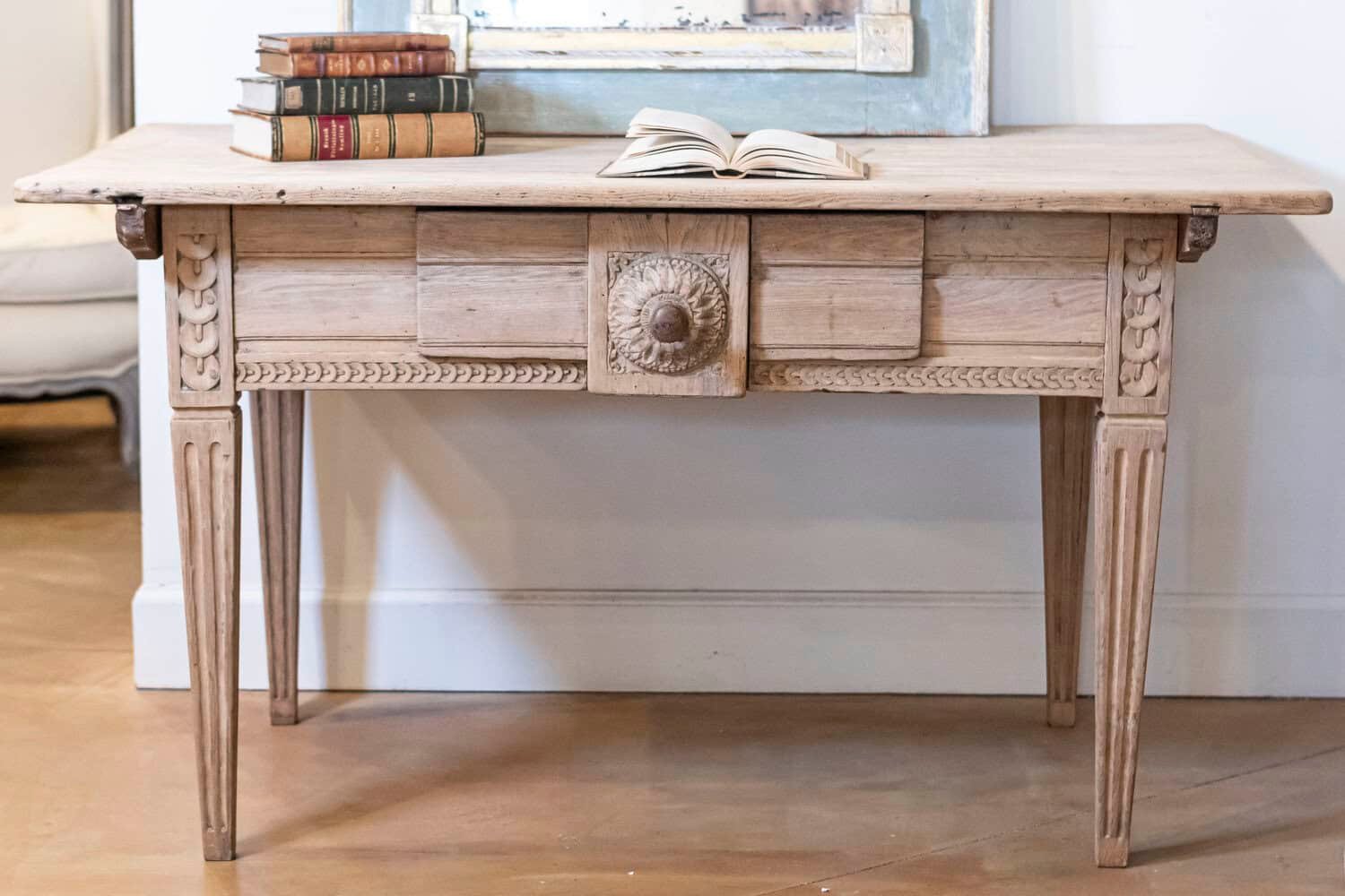 French, 1850s Napoléon III Period Center Table with Carved Motifs and Drawer - JAA