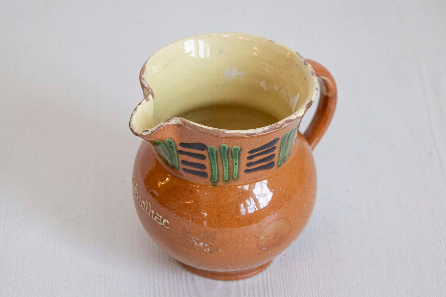French 19th Century Terracotta Pitcher from Génolhac with Russet Colored Glaze - JAA