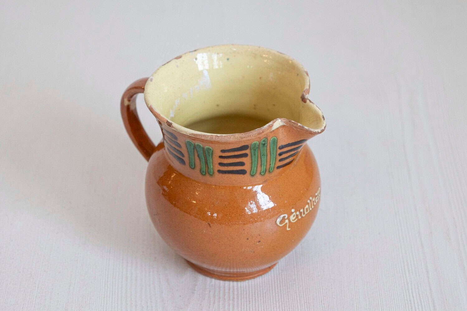 French 19th Century Terracotta Pitcher from Génolhac with Russet Colored Glaze - JAA