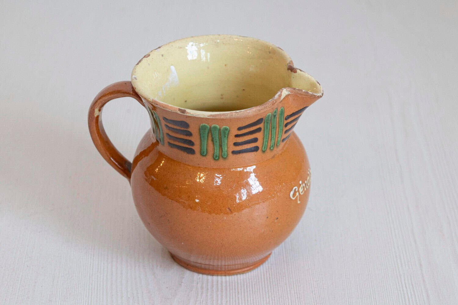 French 19th Century Terracotta Pitcher from Génolhac with Russet Colored Glaze - JAA
