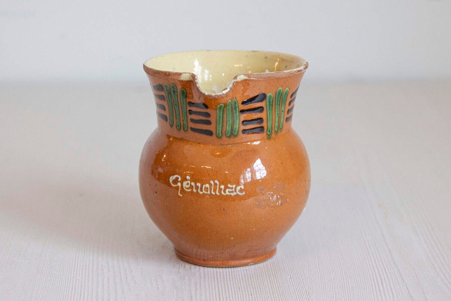 French 19th Century Terracotta Pitcher from Génolhac with Russet Colored Glaze - JAA