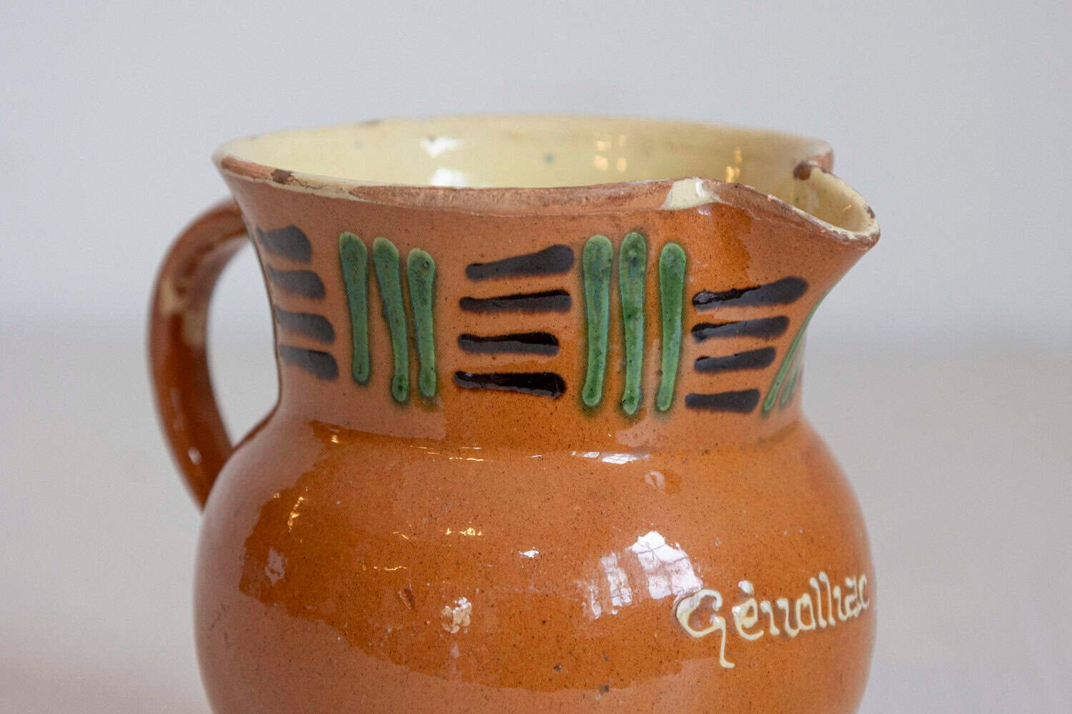 French 19th Century Terracotta Pitcher from Génolhac with Russet Colored Glaze - JAA