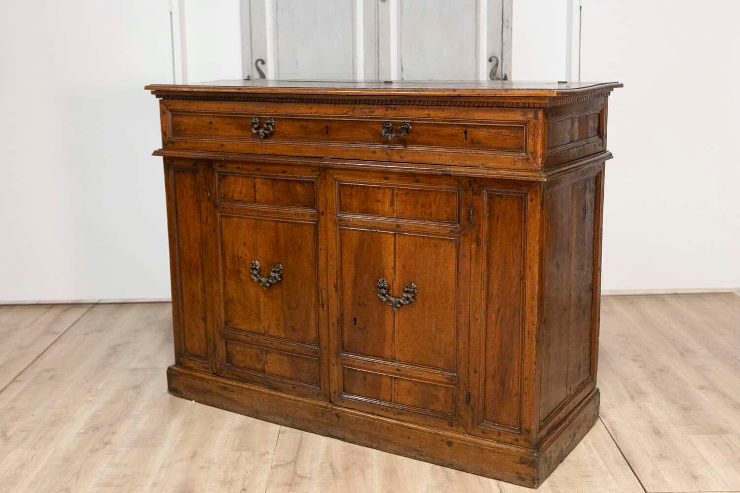 Italian 17th Century Walnut Buffet with Drop Front, Hidden Drawers and Two Doors - JAA