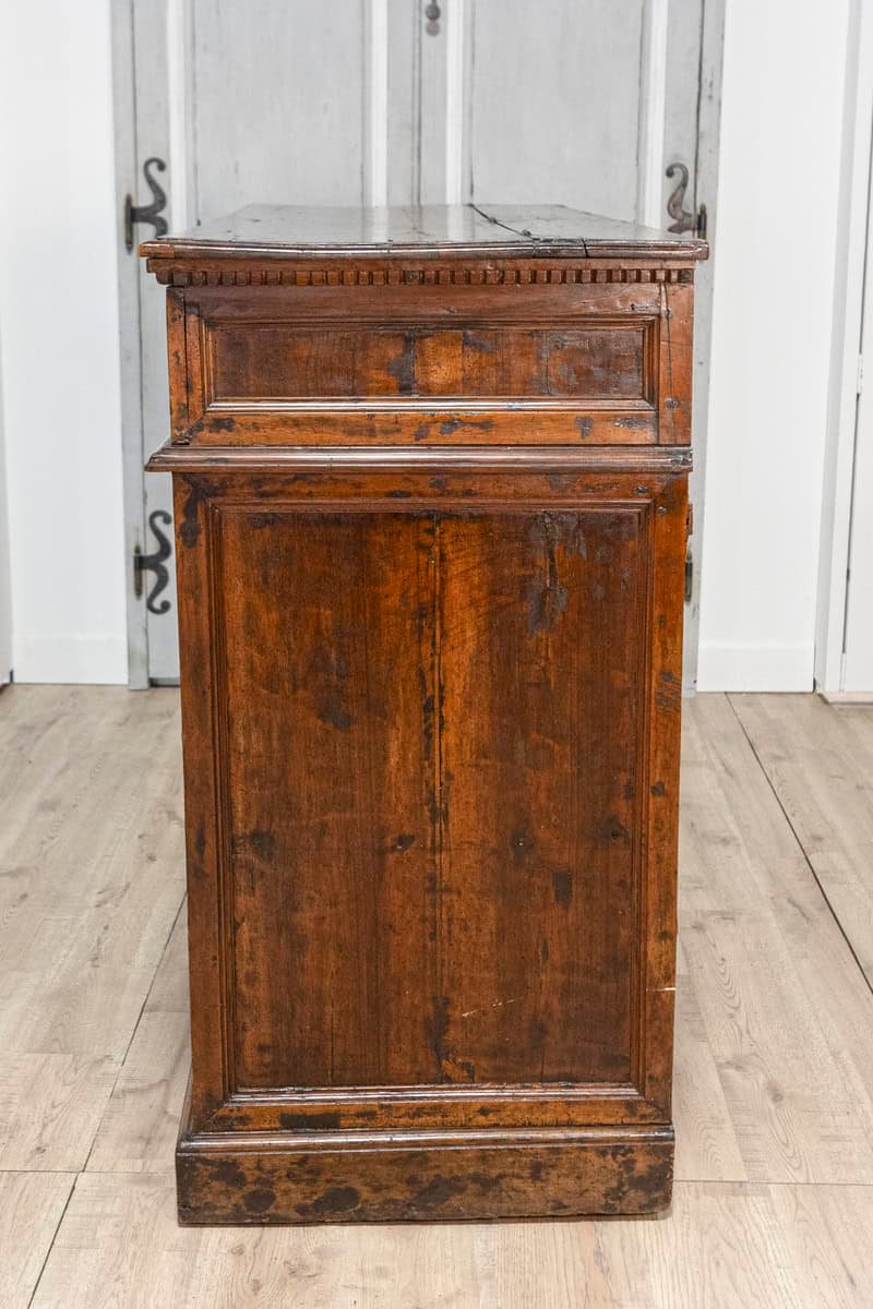Italian 17th Century Walnut Buffet with Drop Front, Hidden Drawers and Two Doors - JAA