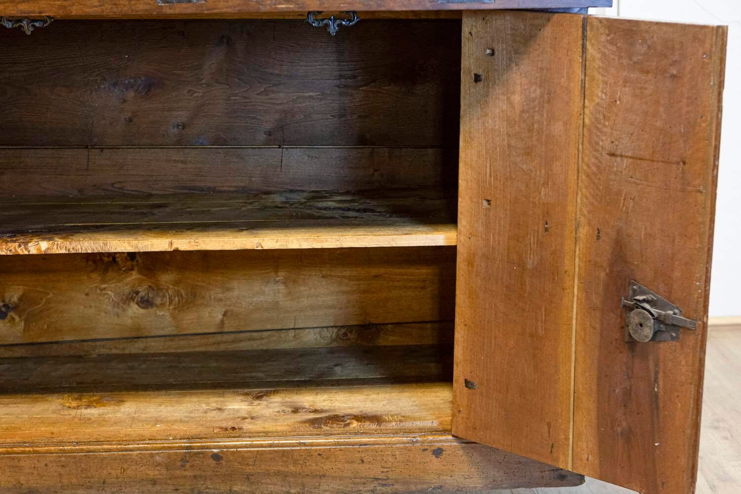 Italian 17th Century Walnut Buffet with Drop Front, Hidden Drawers and Two Doors - JAA