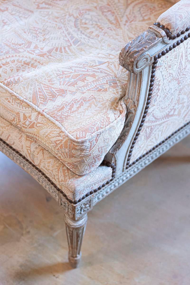 Pair of French Louis XVI Style Painted and Carved Wooden Bergères à Oreilles - JAA