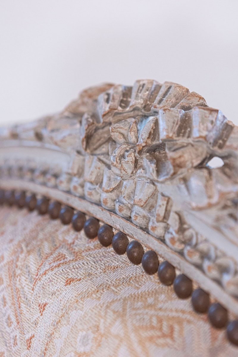 Pair of French Louis XVI Style Painted and Carved Wooden Bergères à Oreilles - JAA