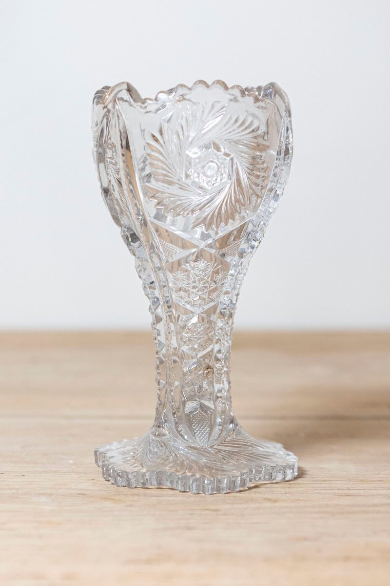 American Brilliant Cut Glass Trumpet Vase, Late 19th–Early 20th Century - JAA