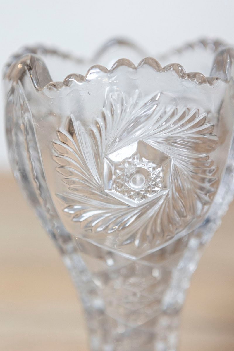 American Brilliant Cut Glass Trumpet Vase, Late 19th–Early 20th Century - JAA